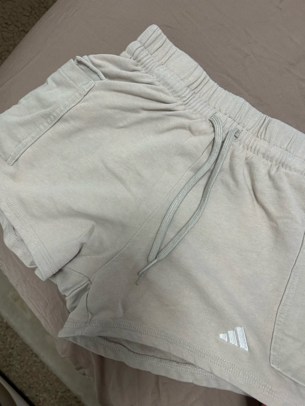 adidas Beige Drawstring Casual Shorts